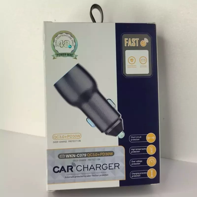 فندکی ماشین و شارژر خودرو دو پورت فست شارژ تایپ سی  مدلWKN-C079